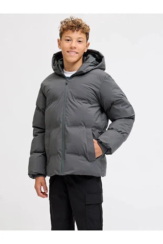 Детский пуховик для девочек с капюшоном Jack & Jones, Gri