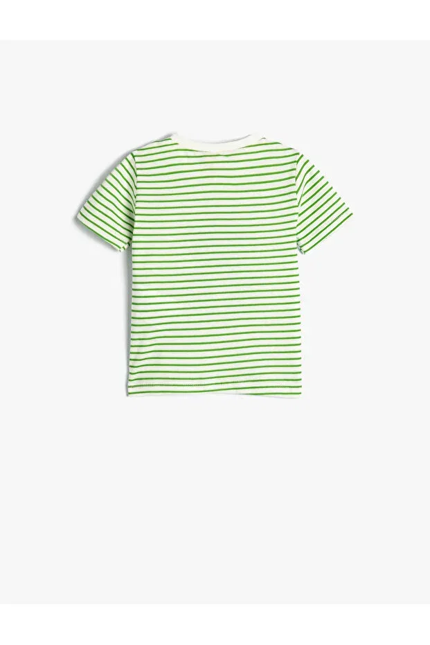 Детская футболка с принтом Koton, Green Striped — фото 2