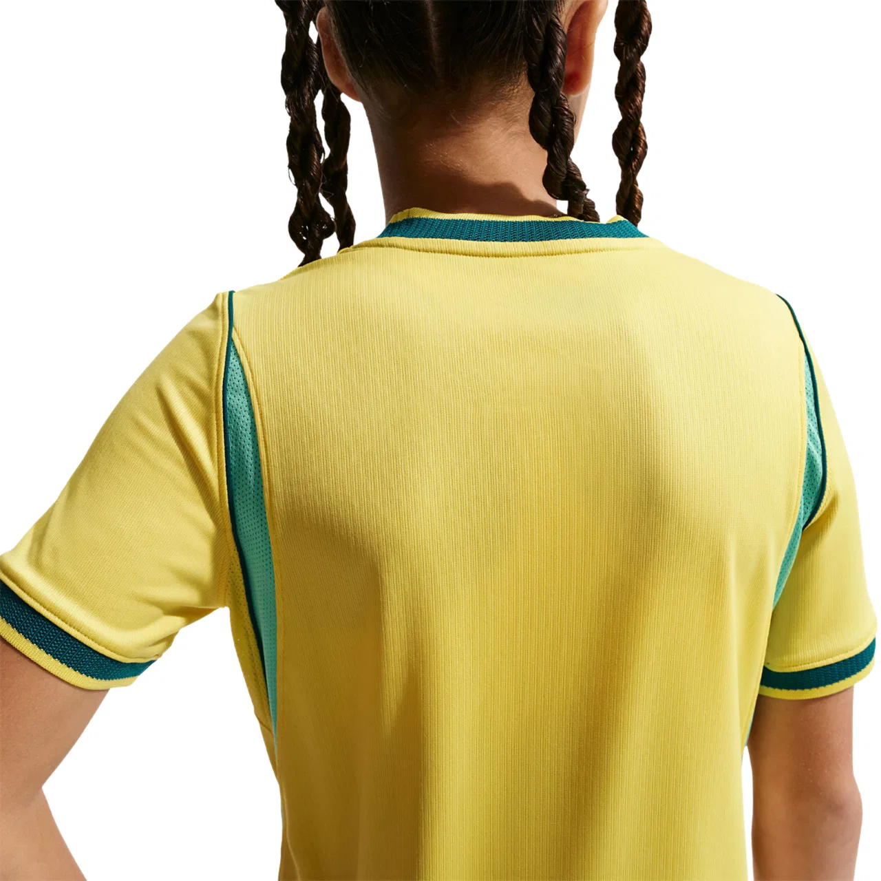 Детская футболка с коротким рукавом Nike Brasil Dri-Fit Stadium Home, Nike, Canary Green — фото 2
