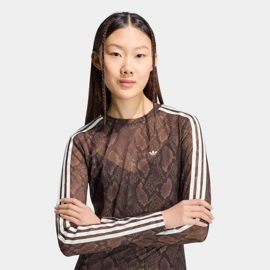 Платье с принтом Snake adidas Originals, Коричневый — фото 4