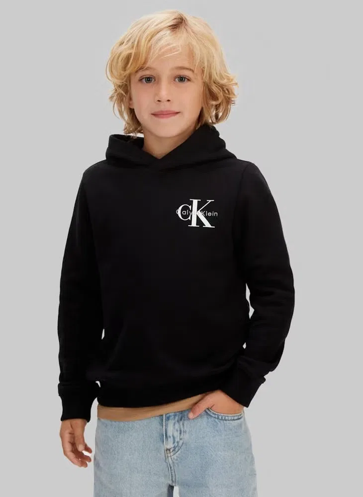 Худи детское с капюшоном Calvin Klein Jeans, черный