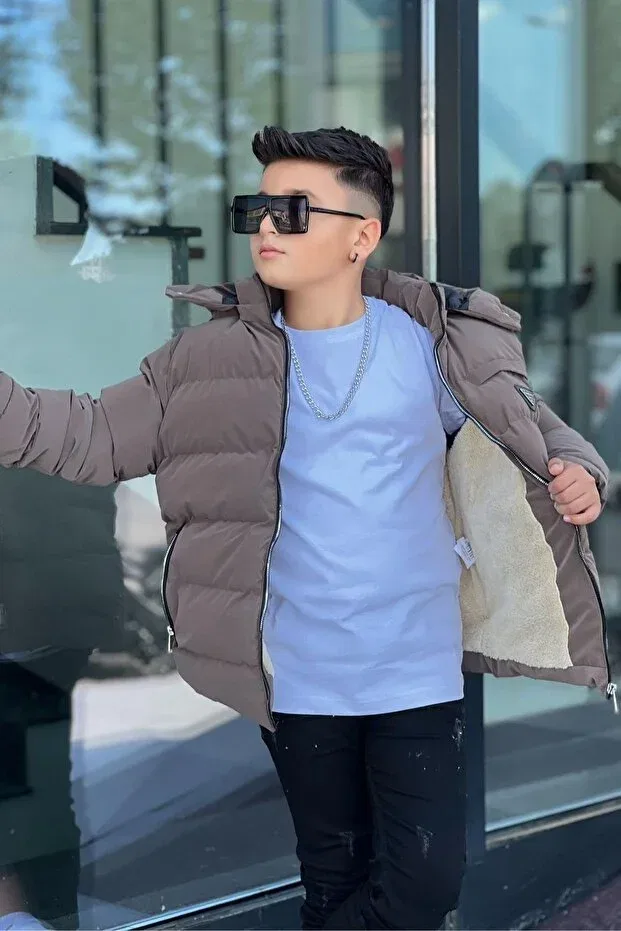 Детское пальто для девочек с капюшоном Suitici Nova Zaziko Kids, Brown — фото 2