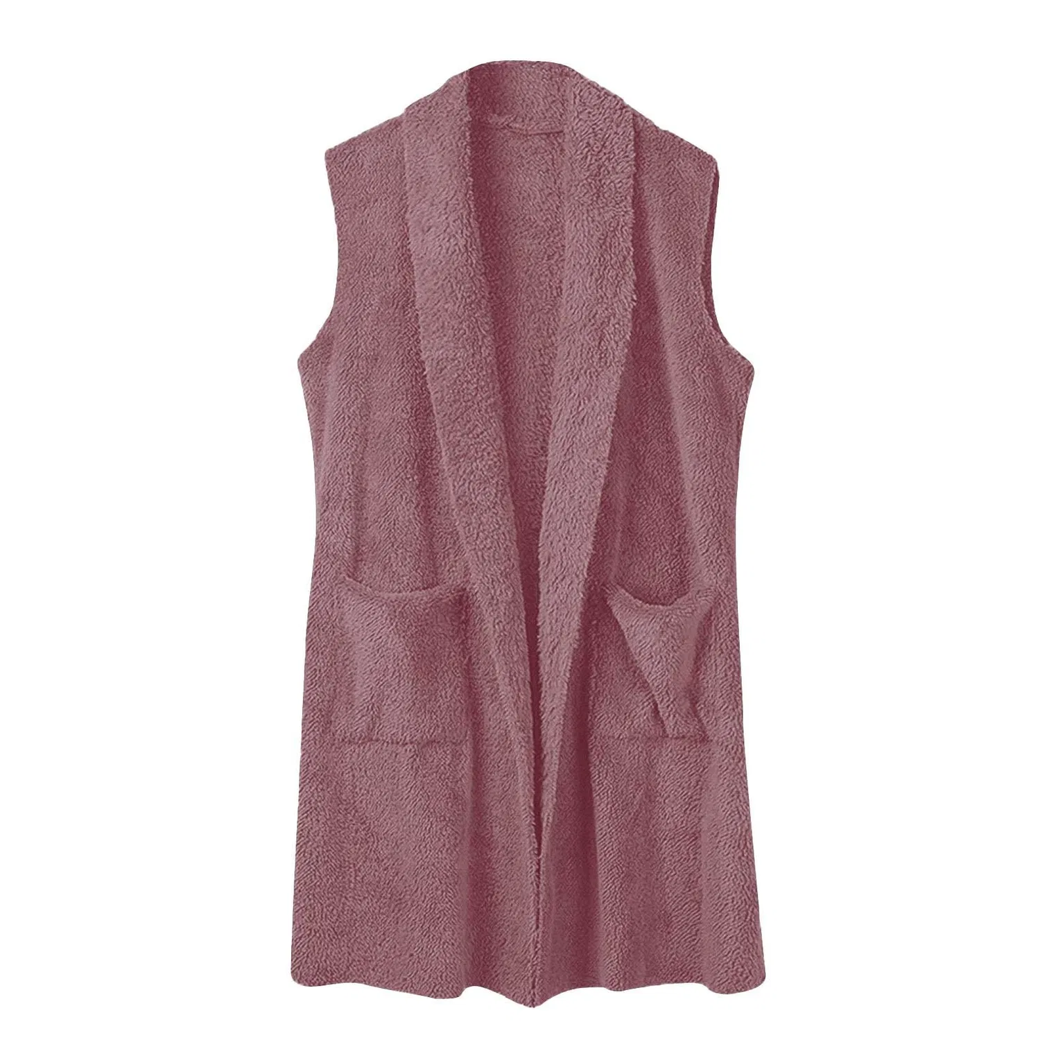 Женский жилет без рукавов из флиса Cozy Shawl Soft Cardigan Jacket Western, Rosso — фото 4