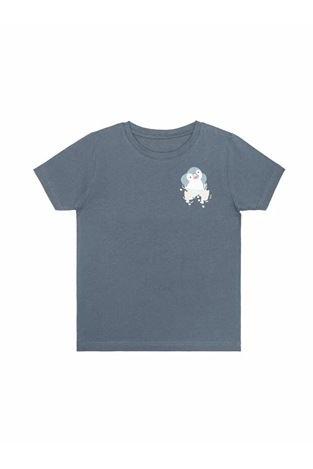 Детская хлопковое футболка с принтом Molica Baby, Navy Blue — фото 3
