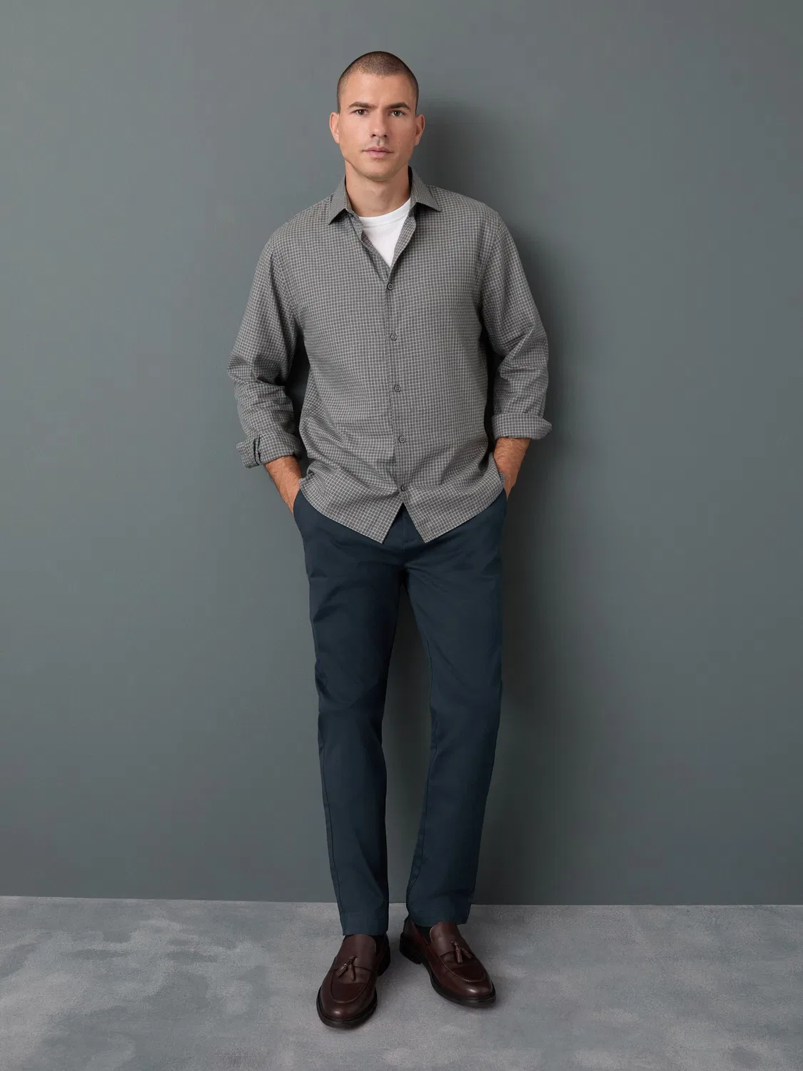 Чиносы Slim Fit, модель N. Premium Smart Cotton TENCEL Lyocell Blend Next, темно-синий — фото 2
