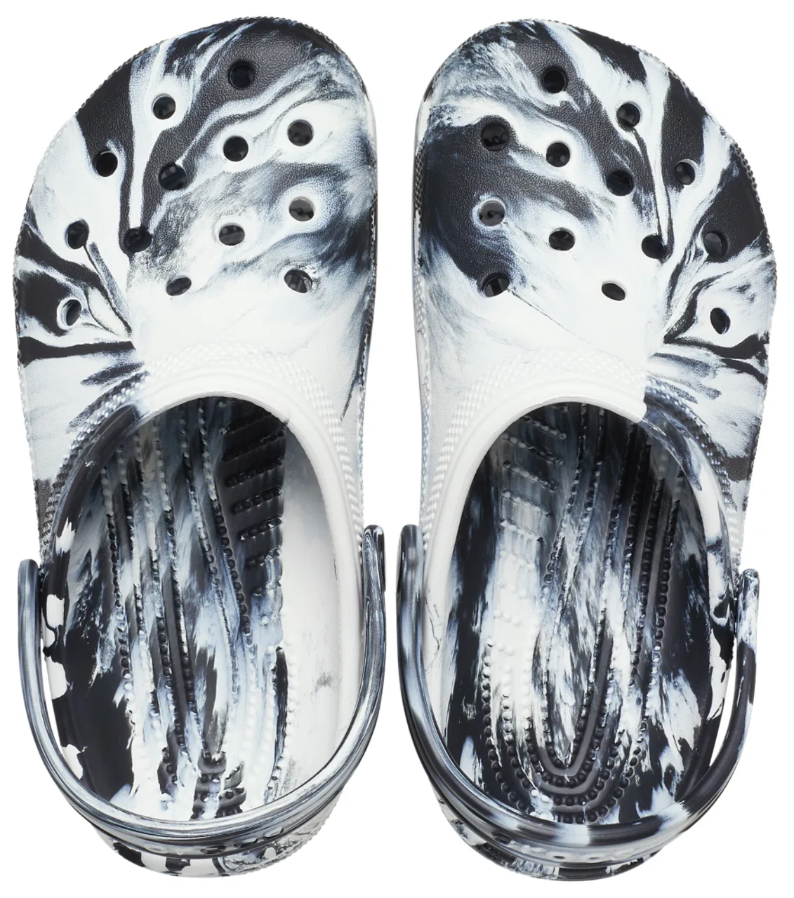 Детские сабо для девочек с мраморным эффектом Classic Marbled Crocs, White/Black — фото 3