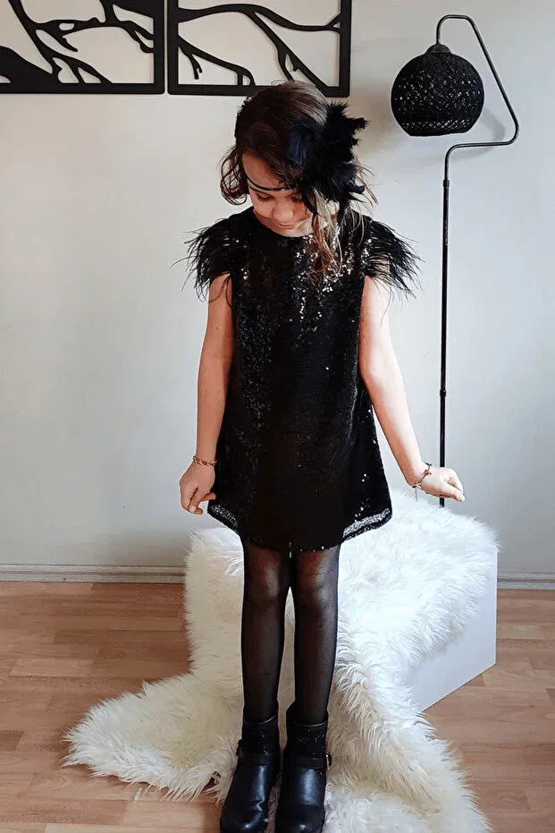 Детское платье для девочек с пайетками Egolika Kids, Black — фото 2