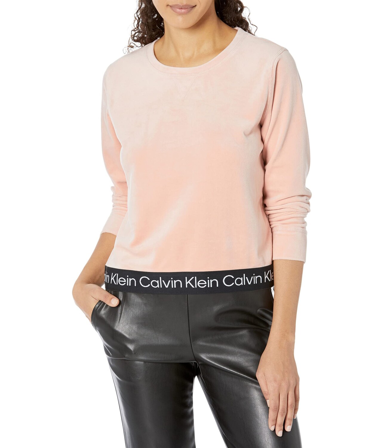 

Пуловер Calvin Klein, Crop Crew Neck with Logo Tape, Белый, Пуловер Calvin Klein, Crop Crew Neck with Logo Tape