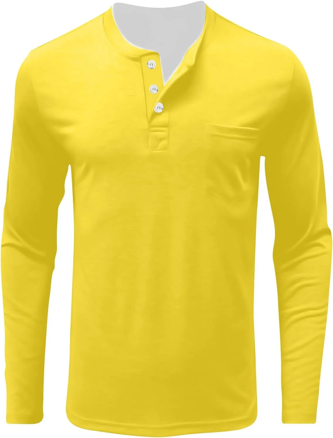 Мужская свободная футболка с длинным рукавом Henley Oversized Lightweight, Yellow — фото 4
