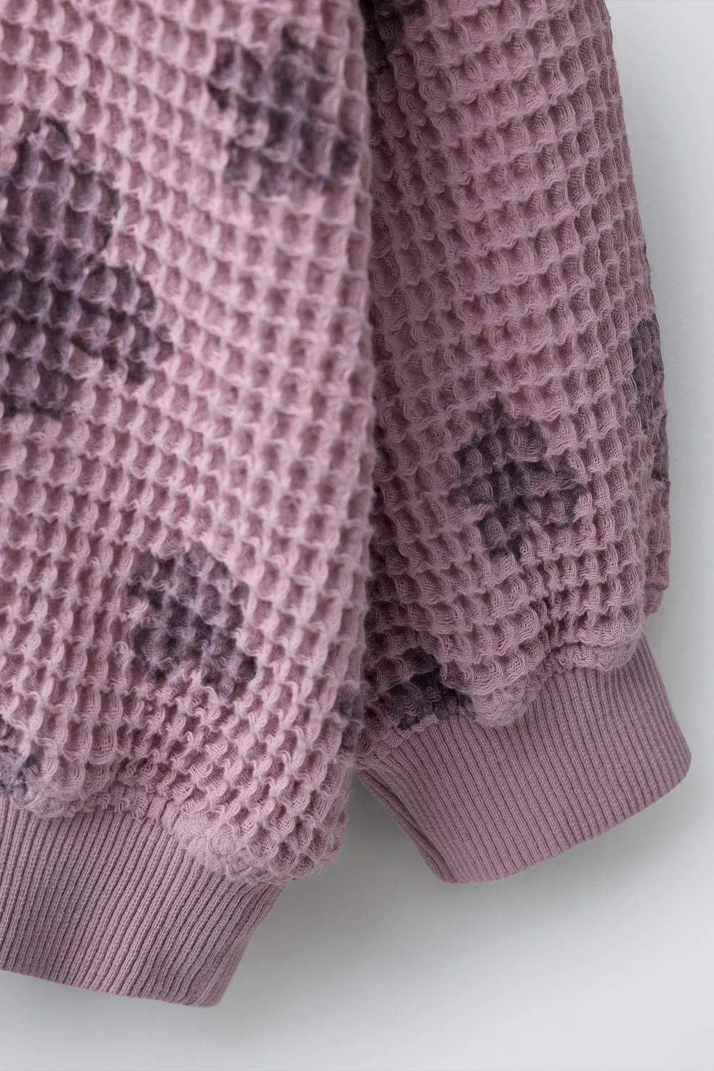 Свитшот с цветочным принтом, вафельной вязки ZARA, Pink — фото 4