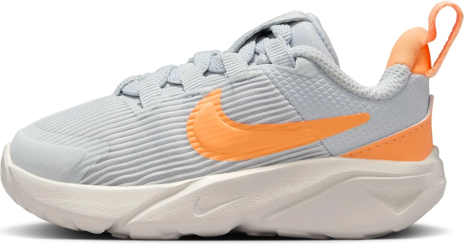 Детские кроссовки для девочек с принтом Star Runner 4 Nike, Pure Platinum/Peach Cream/Peach