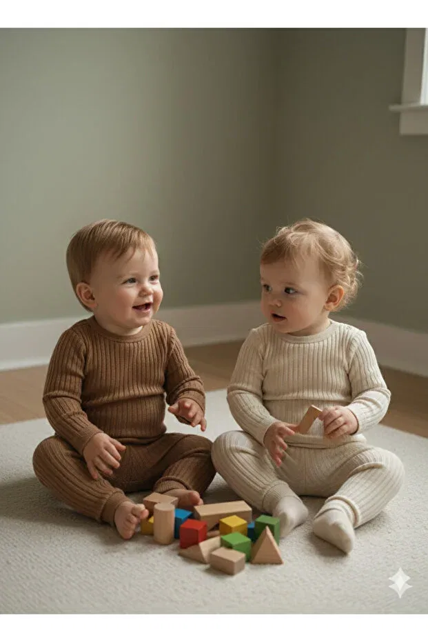 Детские леггинсы для девочек хлопковые Basics Nimini Kids, Coffee-Ecru — фото 3