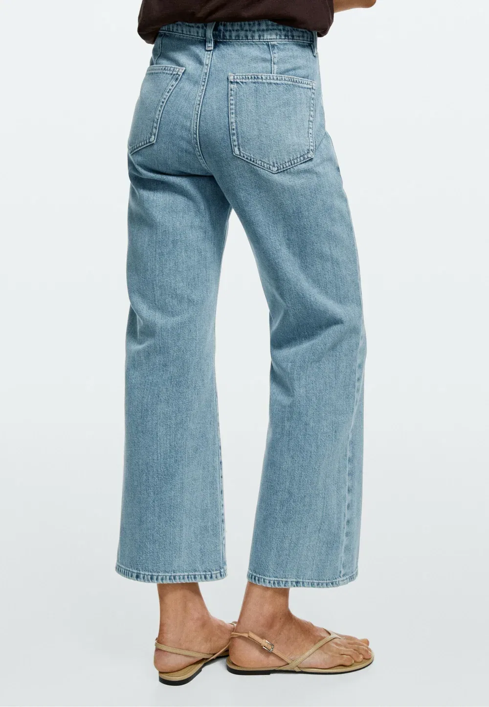 Джинсы с высокой талией, укороченные, расклешенные, прямые Massimo Dutti, Blue Denim — фото 3