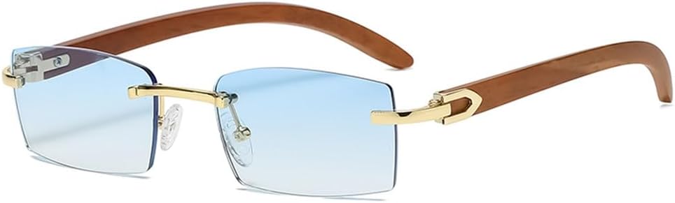 

Солнцезащитные очки без оправы, прямоугольной формы, модные, популярные, для женщин, мужчин и унисекс, солнцезащитные очки без оправы, защита от УФ-излучения UV400 HHZZYVY, Gold Blue