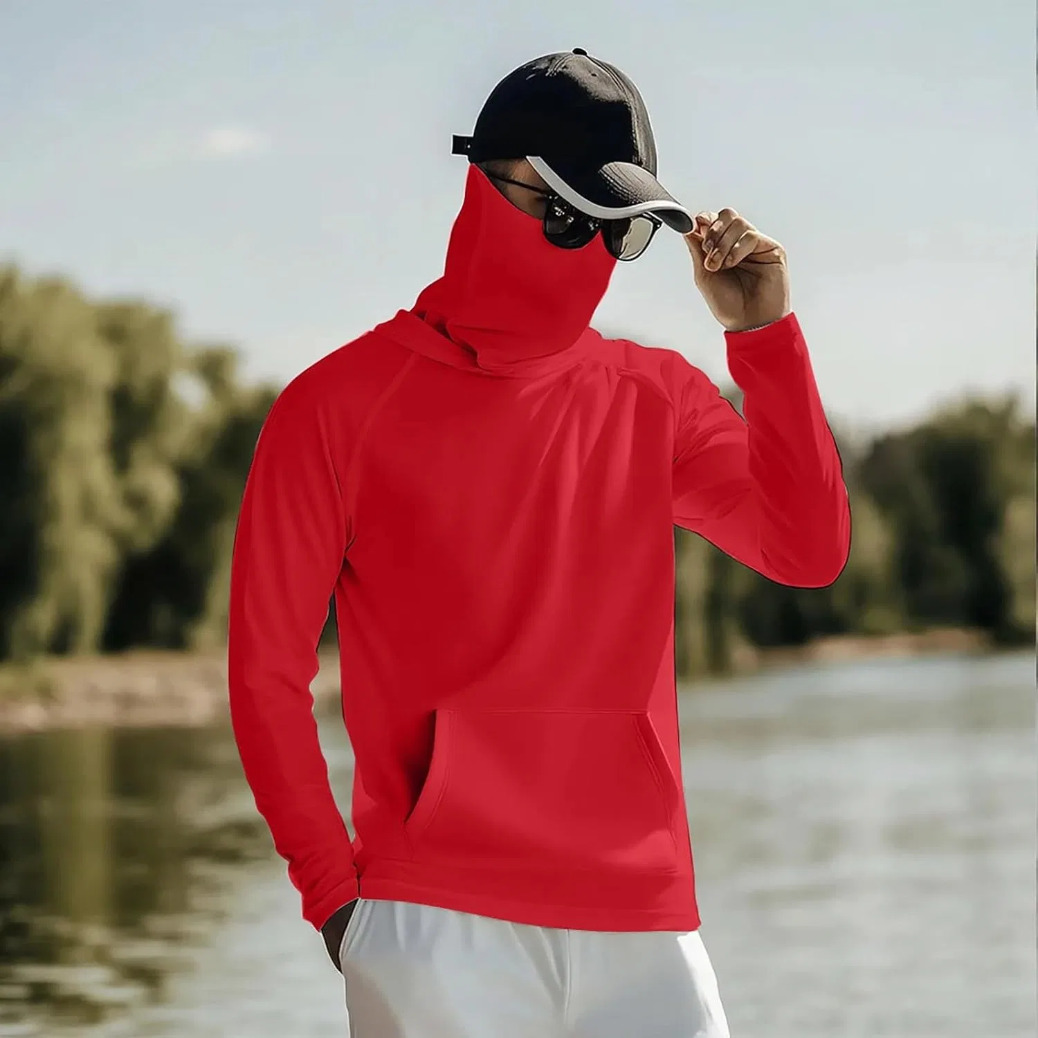 Мужская длинная футболка с защитой от солнца UPF 50+, Red — фото 4