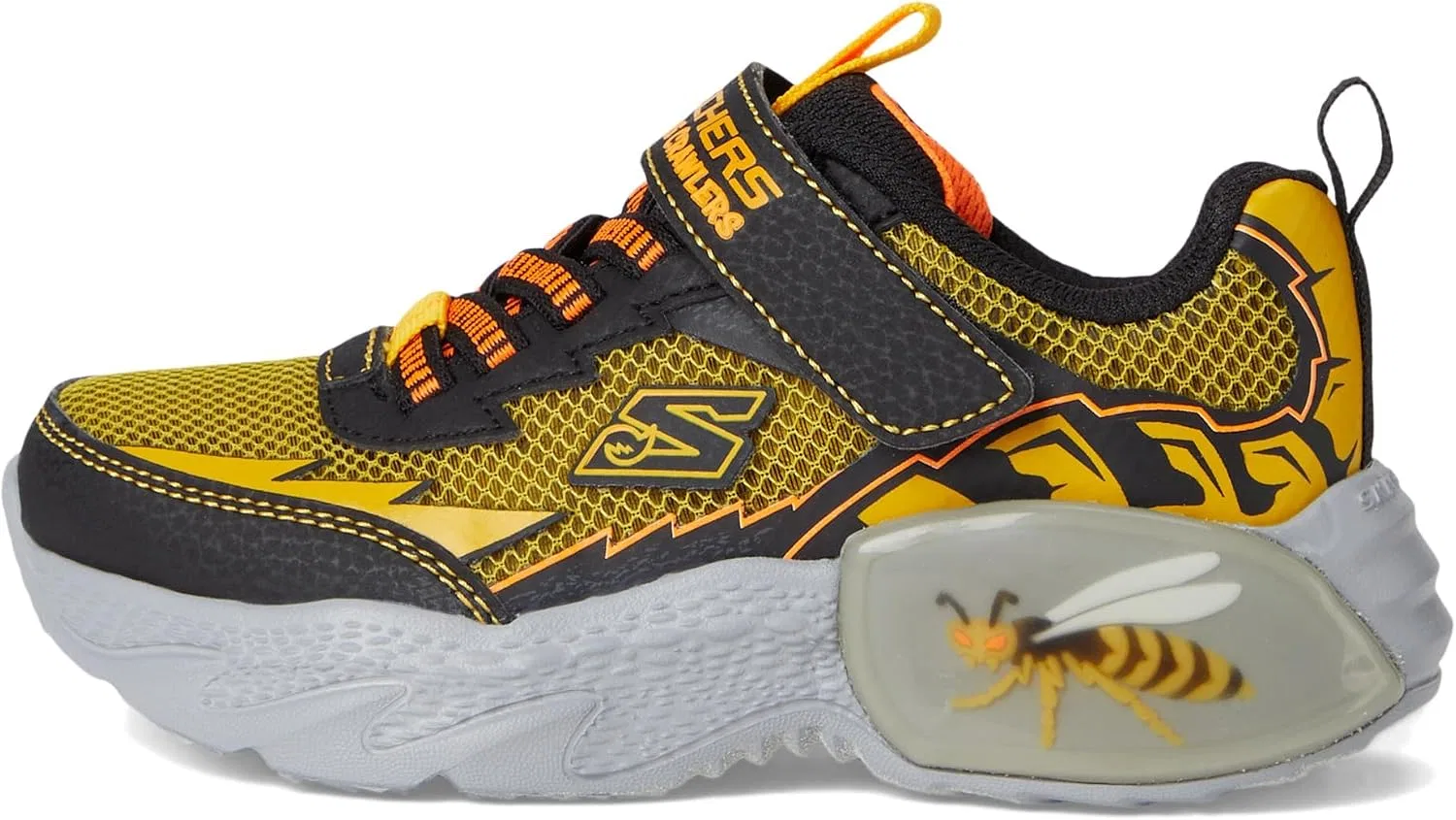 Детские кроссовки для мальчиков с принтом Creature-Crawlers Skechers, Black/Yellow — фото 4