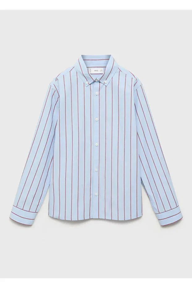 Детская рубашка для мальчиков с длинным рукавом Mango Kids, Sky Blue — фото 2