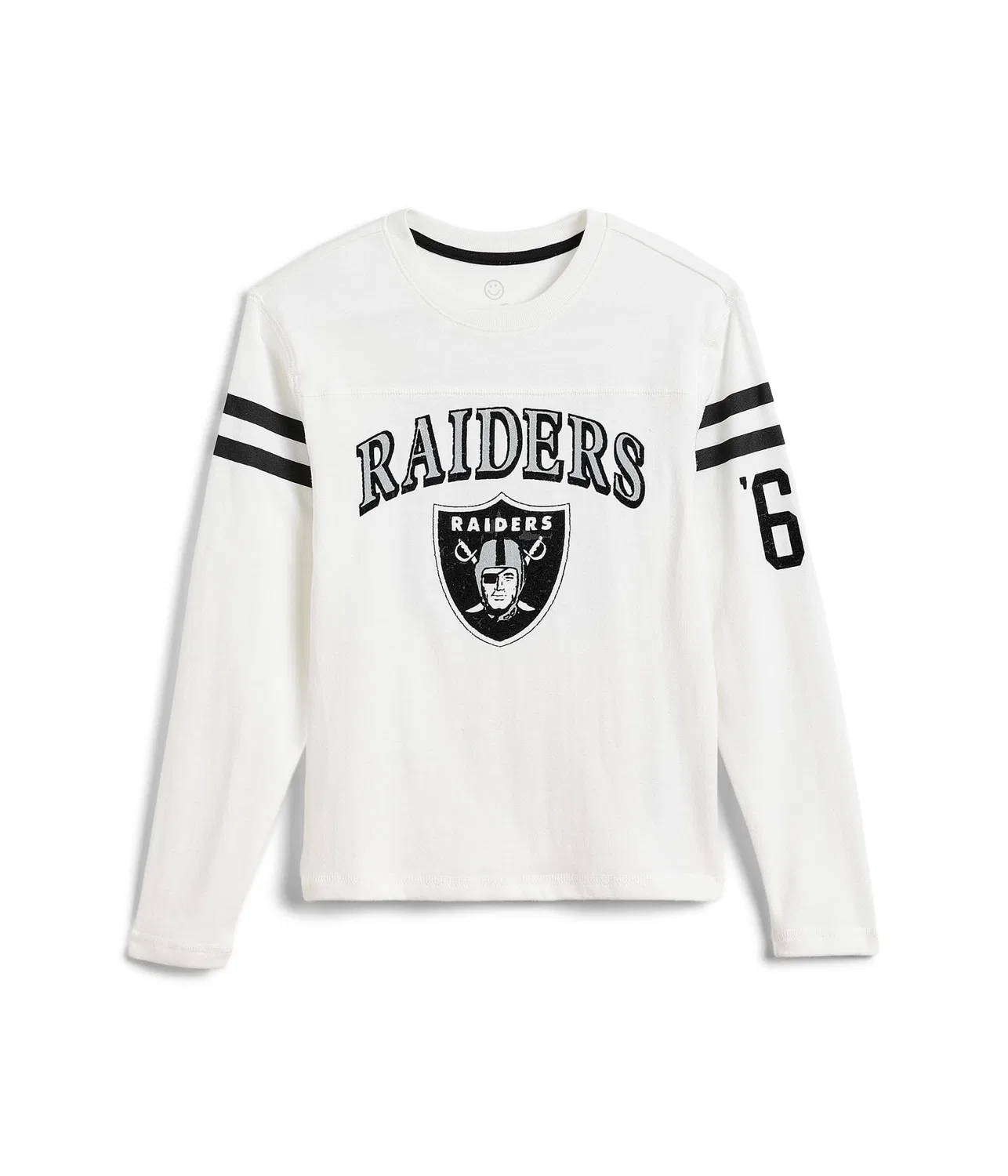 Футболка с длинными рукавами и полосатой кокеткой с символикой команды NFL Las Vegas Raiders (для маленьких и больших детей) Junk Food Clothing Kids, Vintage White