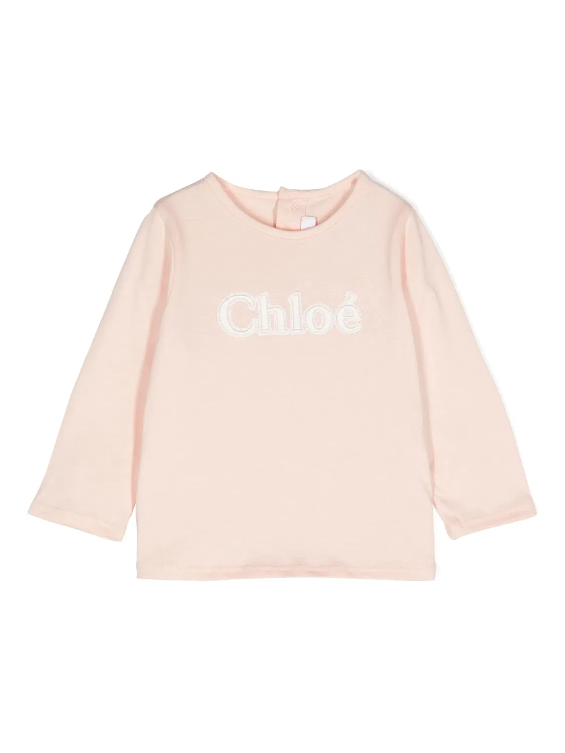 Футболка из органического хлопка с вышитым логотипом Chloé, светло-розовый