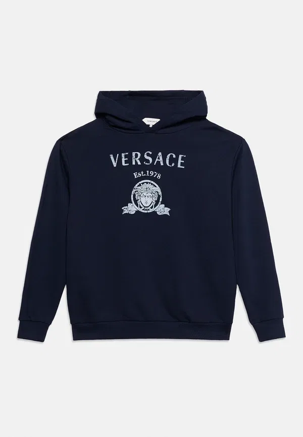 Худи унисекс с принтом в стиле университетской формы Versace, белый/темно-синий