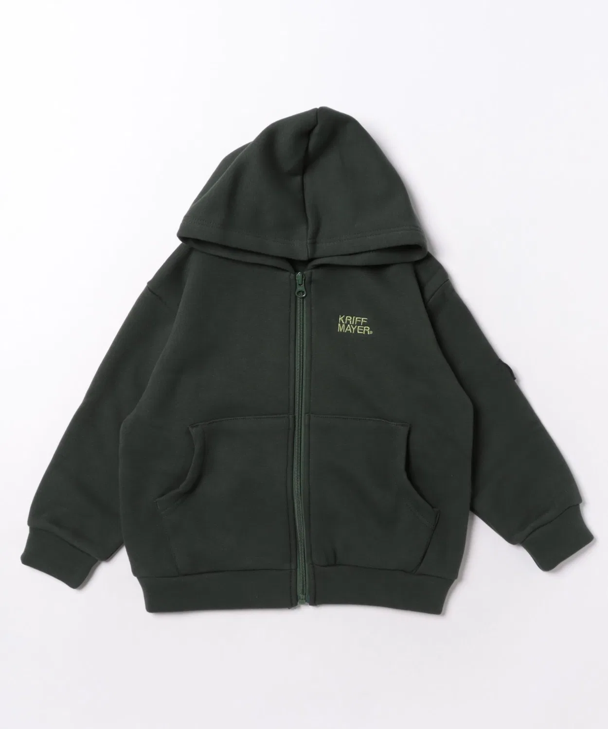 Детский свитшот-худи с молнией, флисовый, с логотипом KRIFF MAYER Kid's Collection, Dark Green