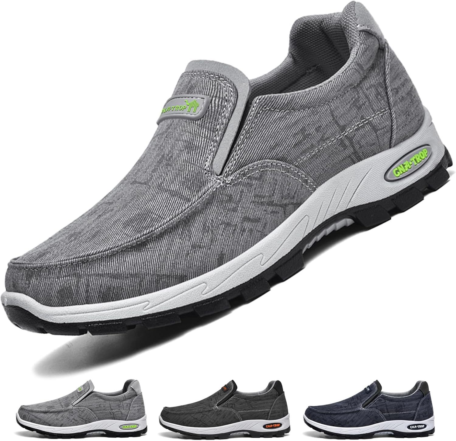 

Мужские ортопедические слипоны из холщовой ткани, наружные дышащие нескользящие модные лоферы, кроссовки, повседневная обувь для прогулок и лодочные туфли Optigard, серый