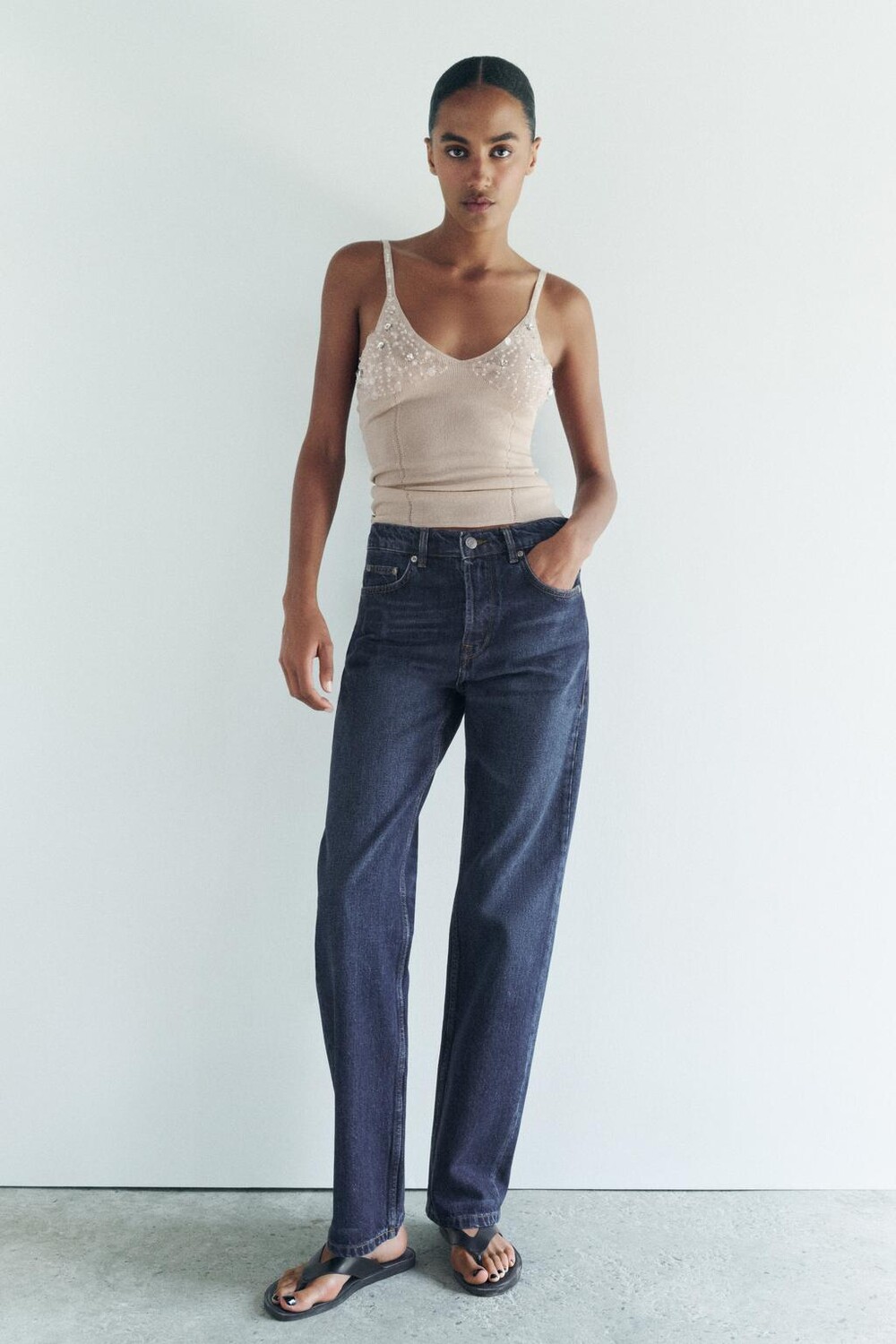 

Прямые джинсы со средней посадкой ZARA, синий
