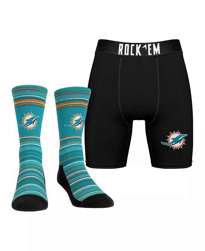

Мужские носки Miami Dolphins Primary Crew, боксеры, трусы, комбо-набор Rock 'Em