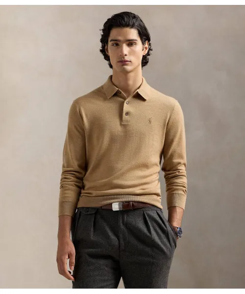 

Шерстяная рубашка-поло Regular fit Polo Ralph Lauren, бежевый