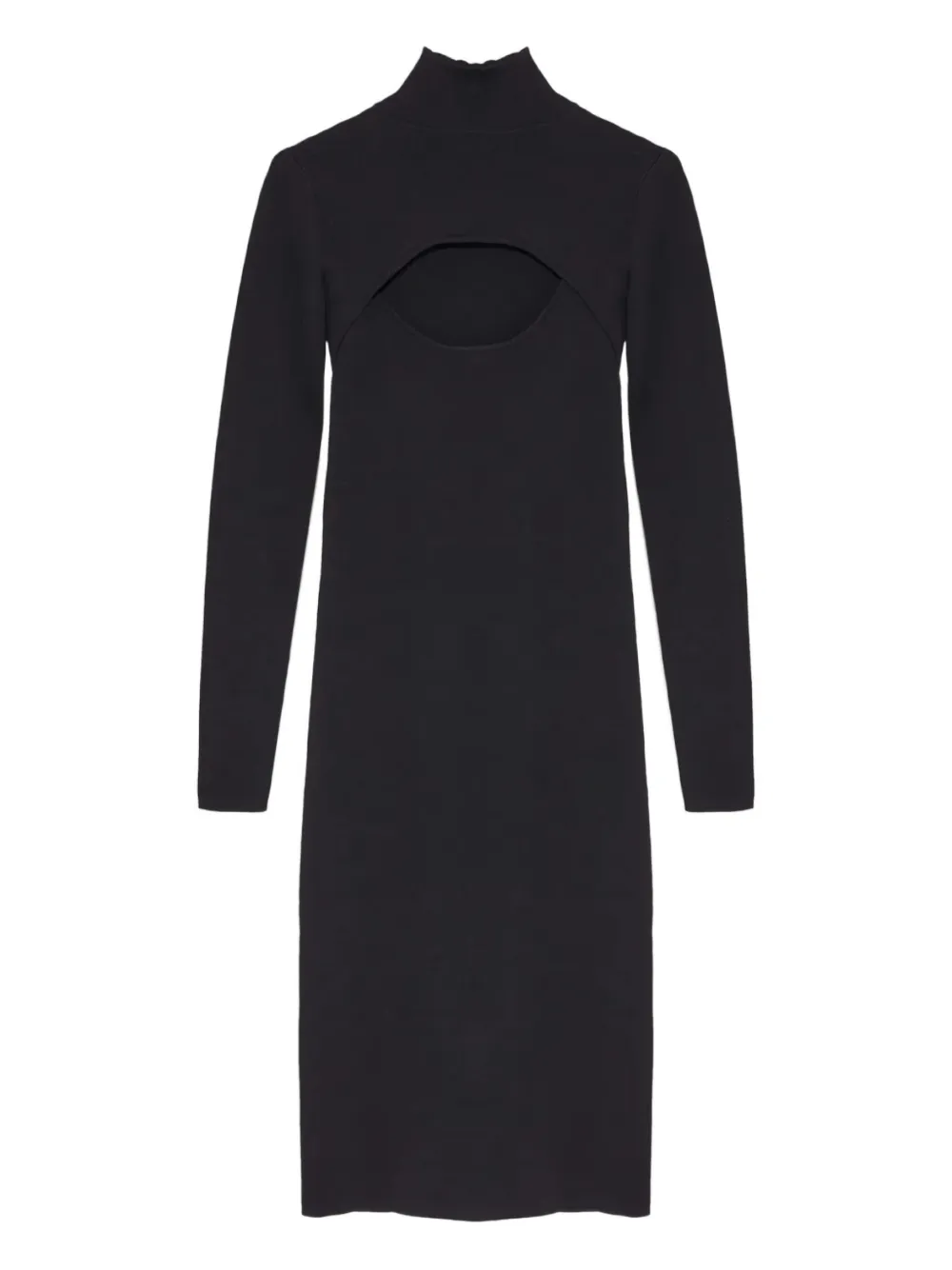 

Платье миди с вырезами и высоким воротником Yves Salomon, черный