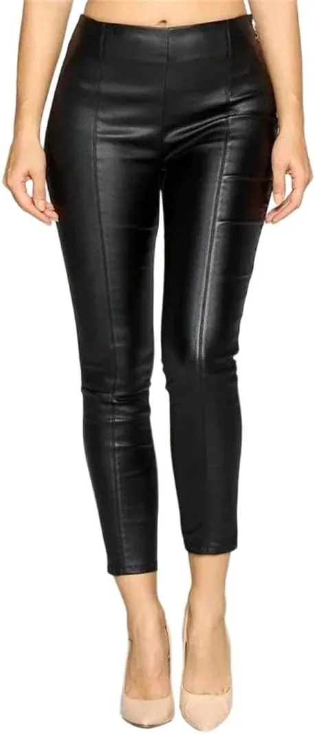 

Женские брюки-карандаш с высокой талией и молнией сбоку