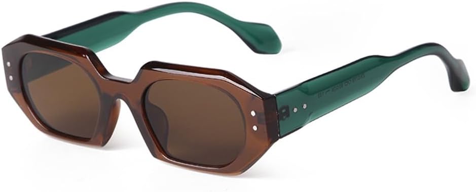 

Винтажные многоугольные солнцезащитные очки для женщин и мужчин, роскошные, модные, прямоугольные, с заклепками, популярные, для путешествий, с защитой от УФ-излучения UV400 LVTFCO, C4