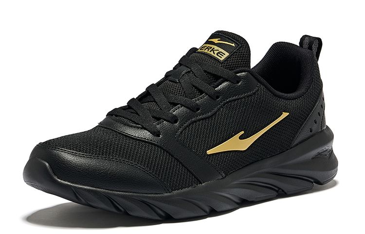 Прочные дышащие низкие кроссовки для бега мужские Jet Black King Gold Erke — фото 4