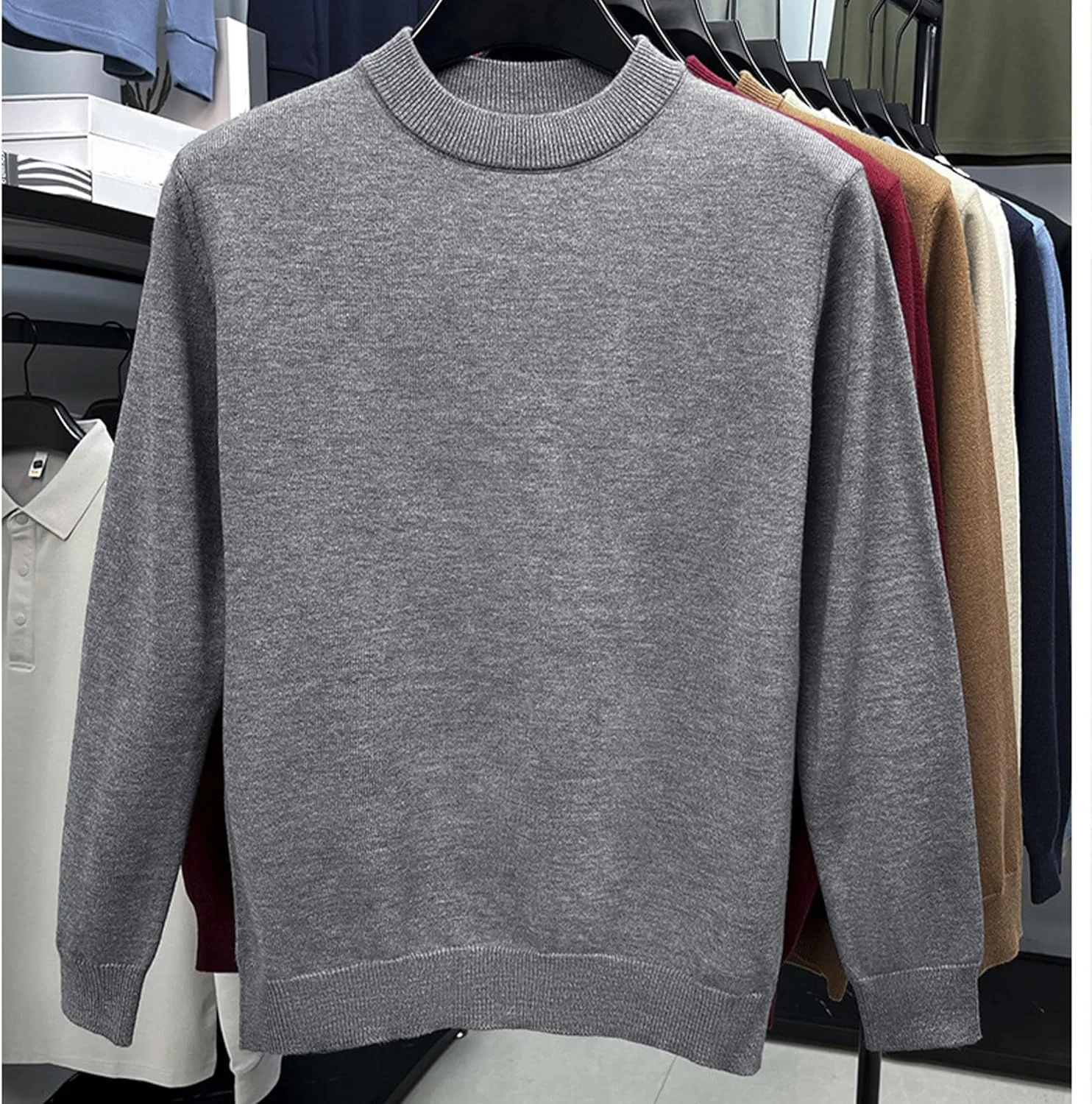Мужской свитер Mock Slim Fit с длинными рукавами — фото 4