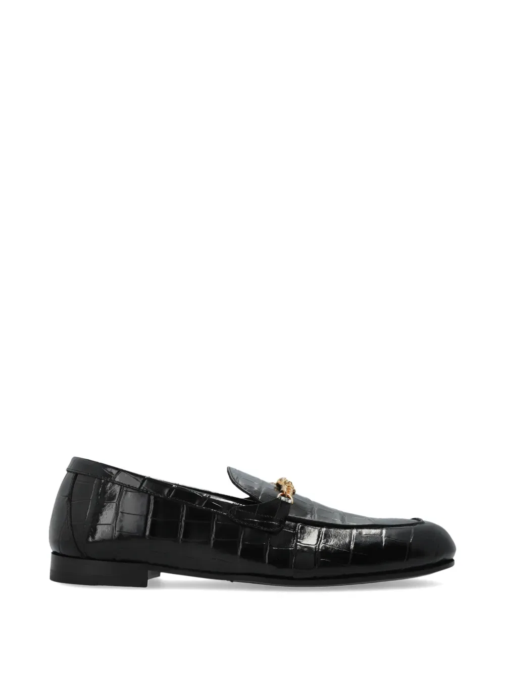 Лоферы из кожи с тиснением в виде цепочки Versace, черный