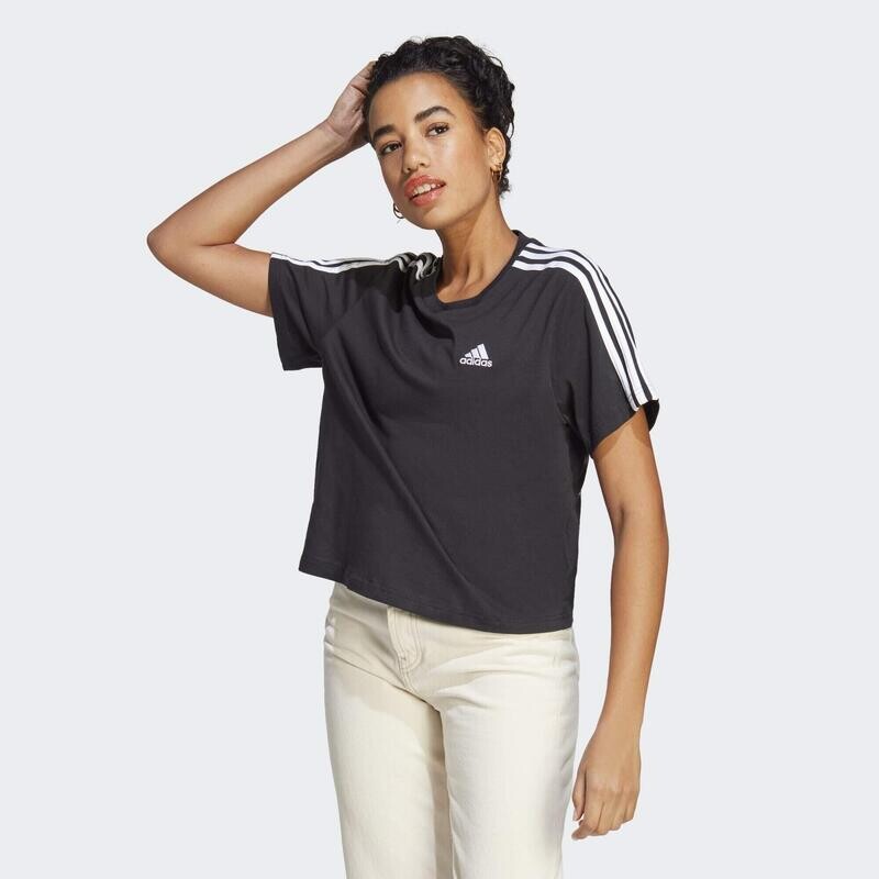 

Укороченный топ из джерси с 3 полосками Essentials ADIDAS, цвет schwarz