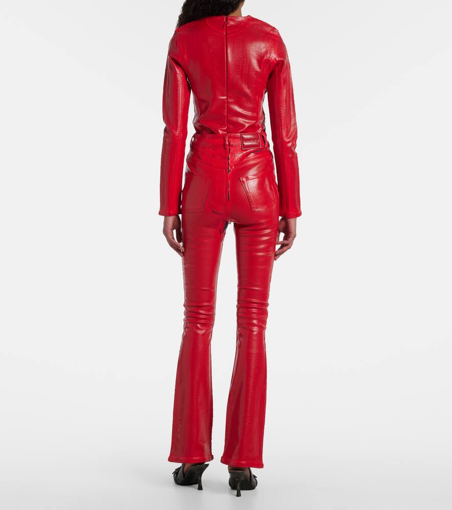 Порванные брюки-клеш из хлопковой смеси porto Acne Studios, Red/Red — фото 3
