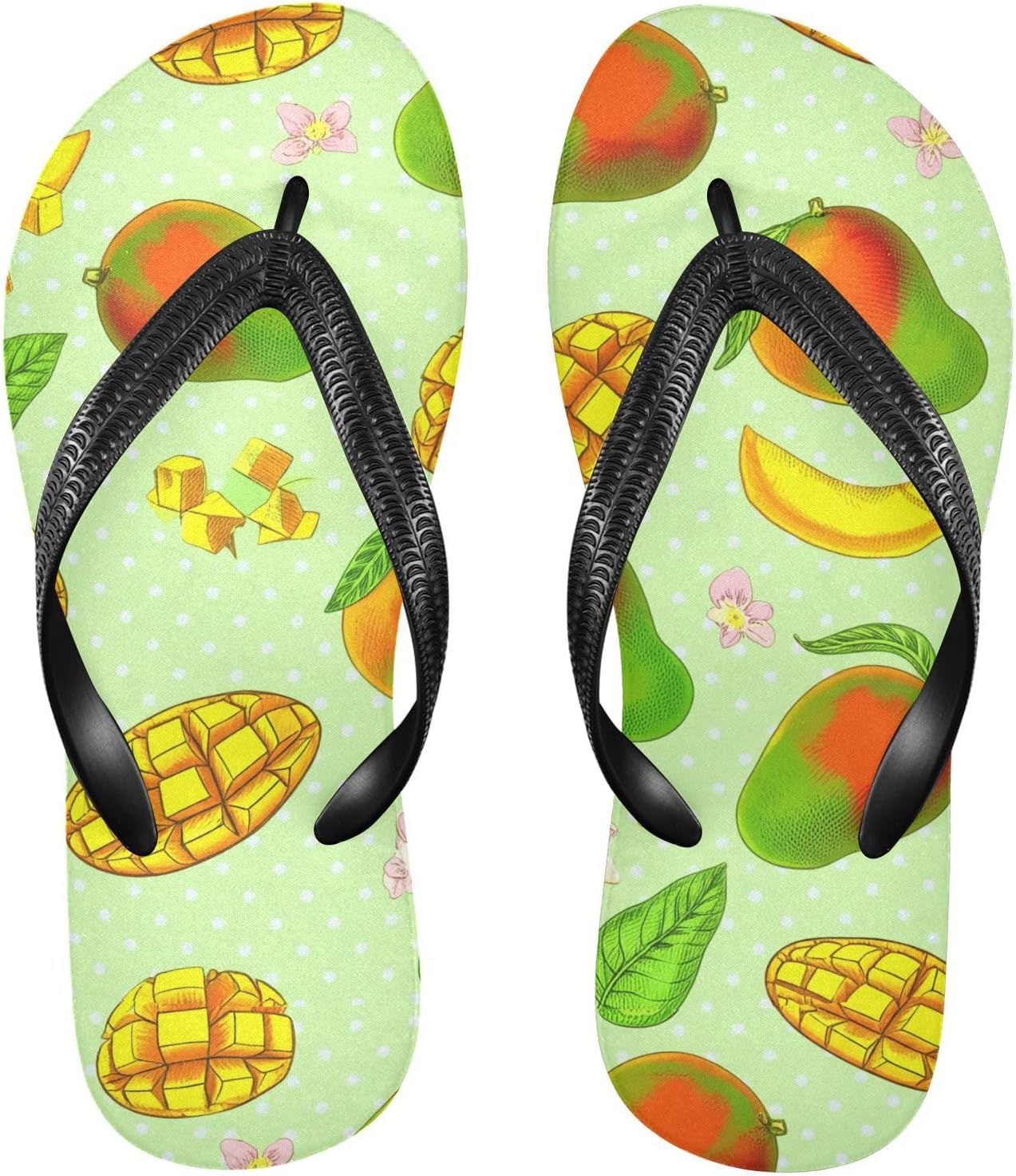 

Мужские и женские пляжные шлепанцы Mango Blossom Green с резиновой подошвой, невысокие летние тапочки, нескользящие сандалии для душа и прогулок Sinestour