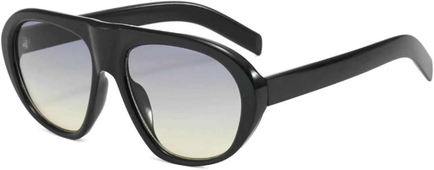 

COTIA 2026 Модные солнцезащитные очки-пилот для женщин и мужчин, увеличенного овального размера, стильные классические солнцезащитные очки-маски, Black Yellow