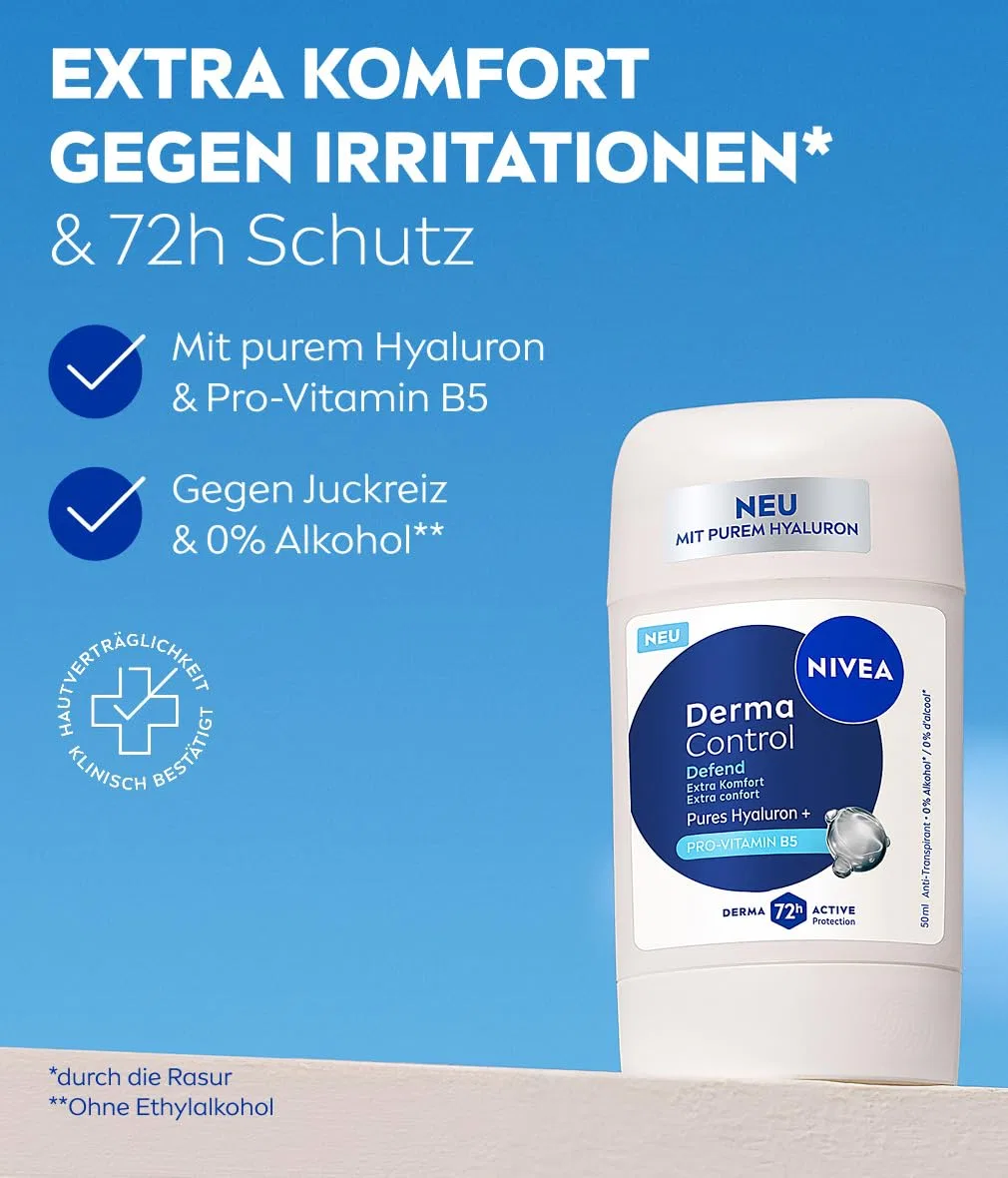 Дезодорант-стик NIVEA Derma Control Defend с гиалуроном и провитамином B5, 72 часа защиты, 50 мл Nivea — фото 4