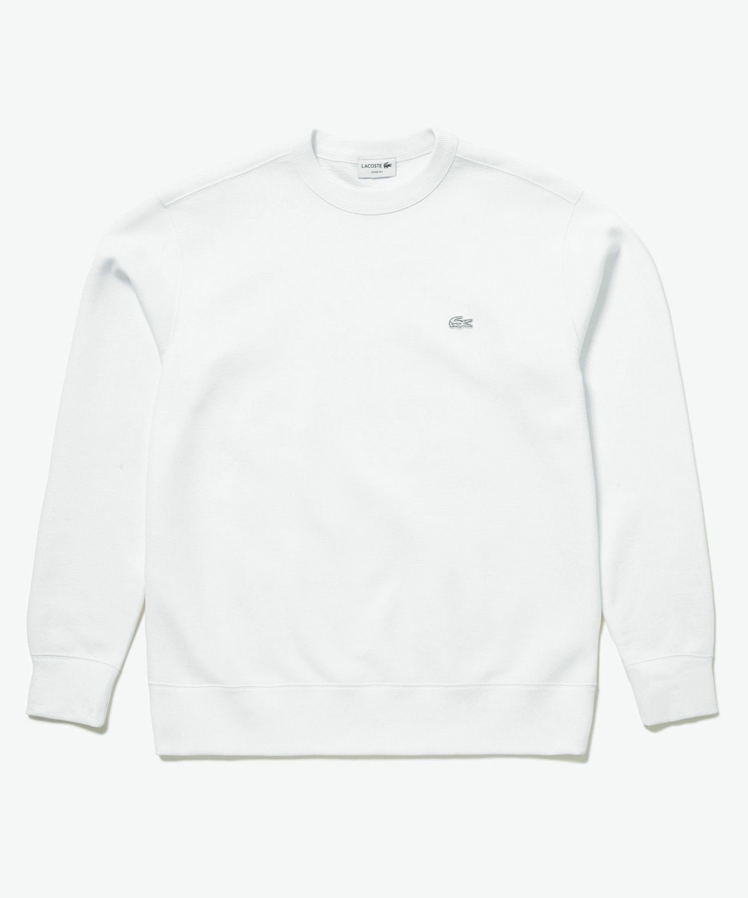 Однотонная толстовка из пике с круглым вырезом LACOSTE, Off white — фото 2