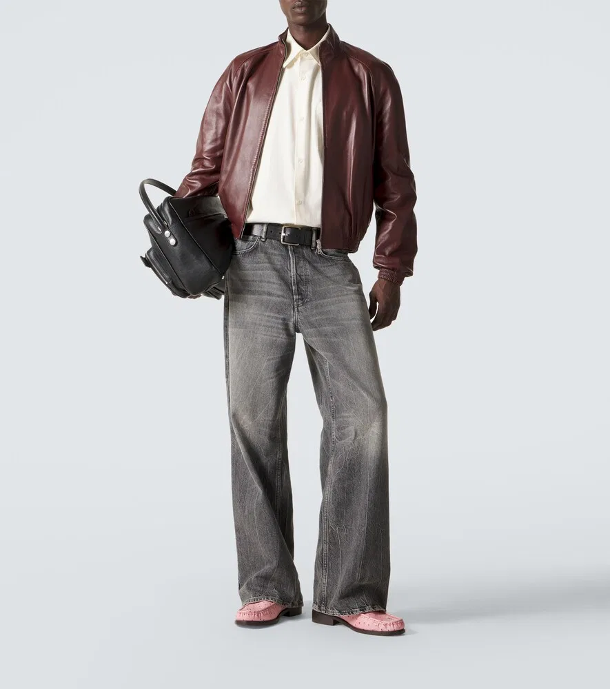 Лоферы из кожи, имитирующей кожу страуса Acne Studios, розовый — фото 2