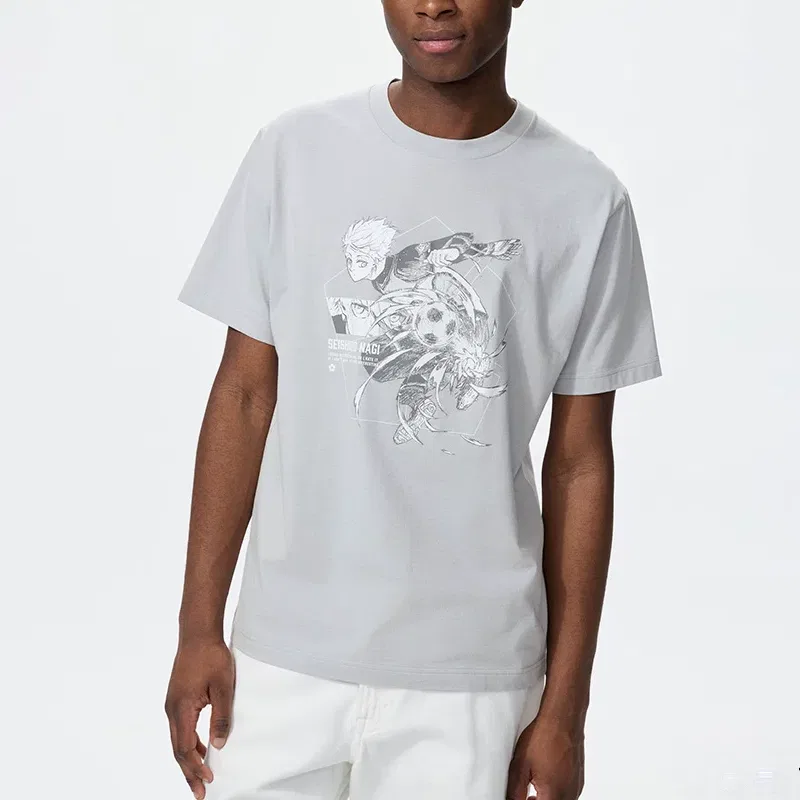 Футболка Uniqlo x LANSEJIANYU,LIANMINGKUAN SS26 серая — фото 3