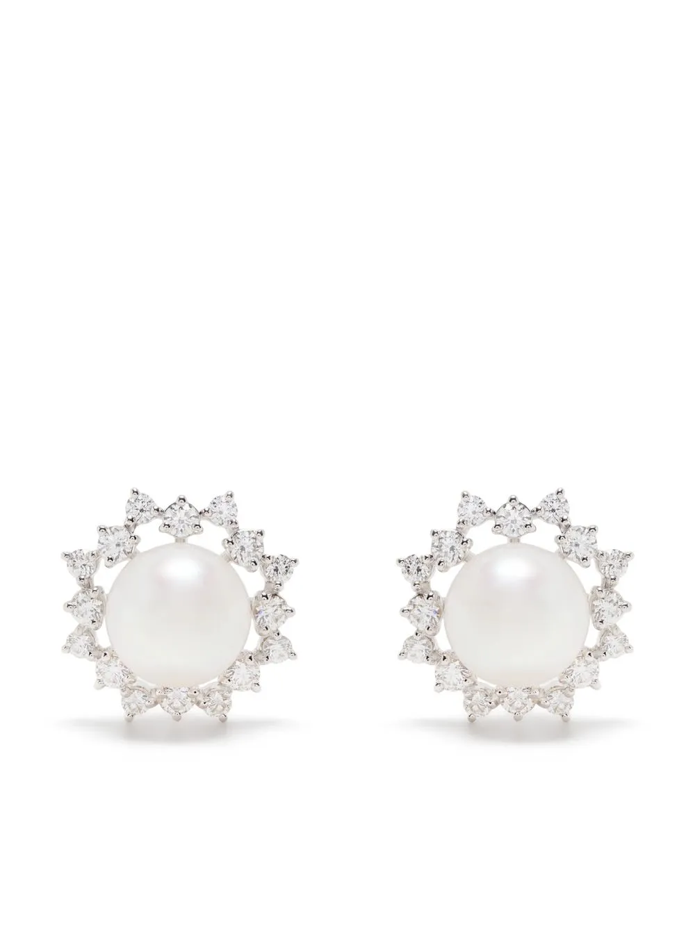 

Серьги из белого золота с бриллиантами TASAKI, серебяный
