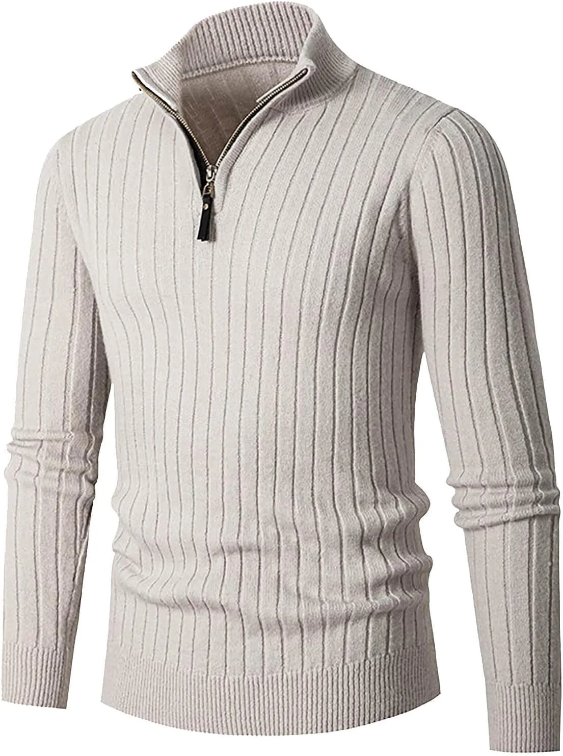 

Мужской свитер с воротником-стойкой и длинными рукавами, полоска, slim fit