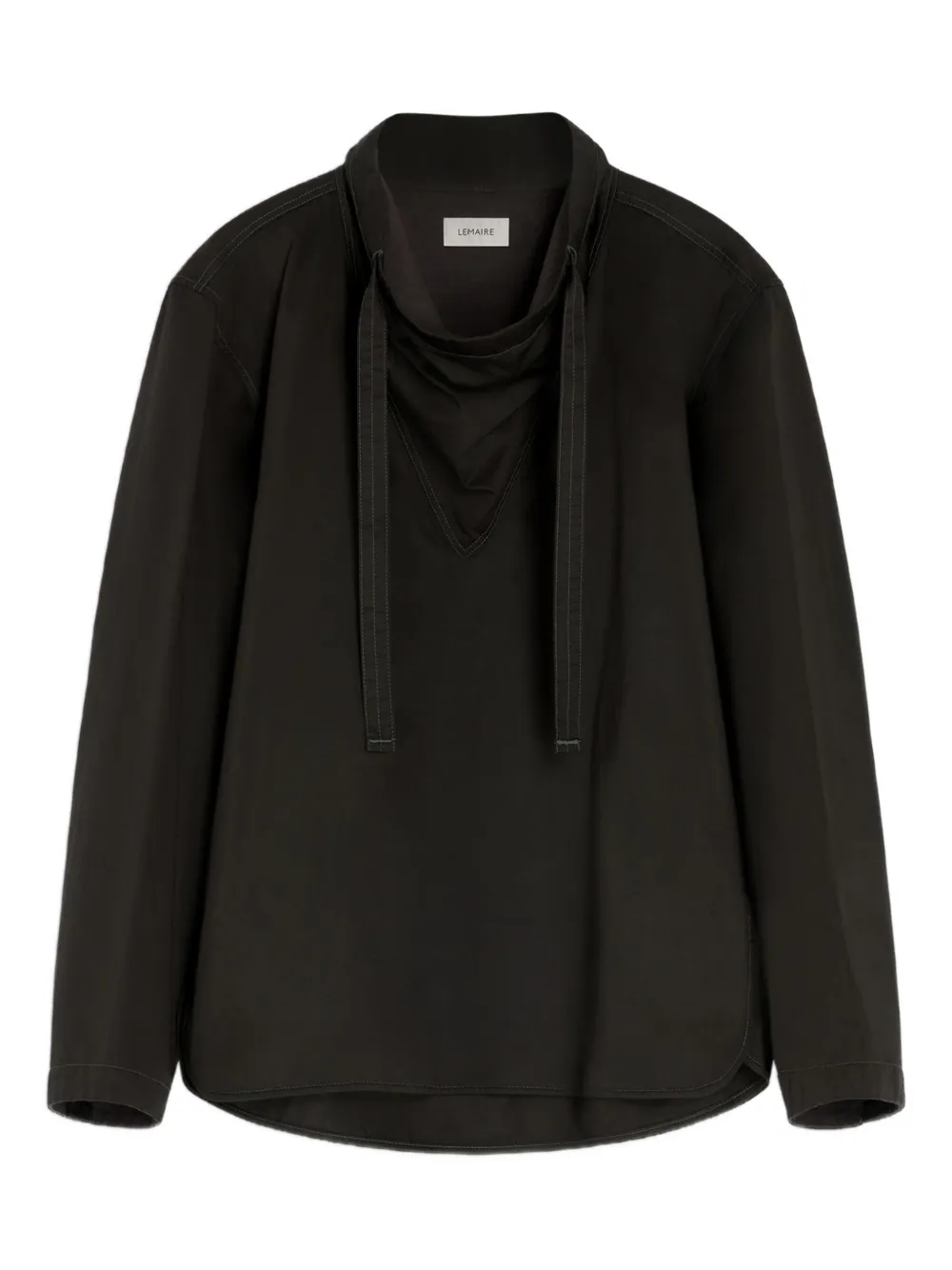 

Блузка с высоким воротником и кулиской LEMAIRE, коричневый