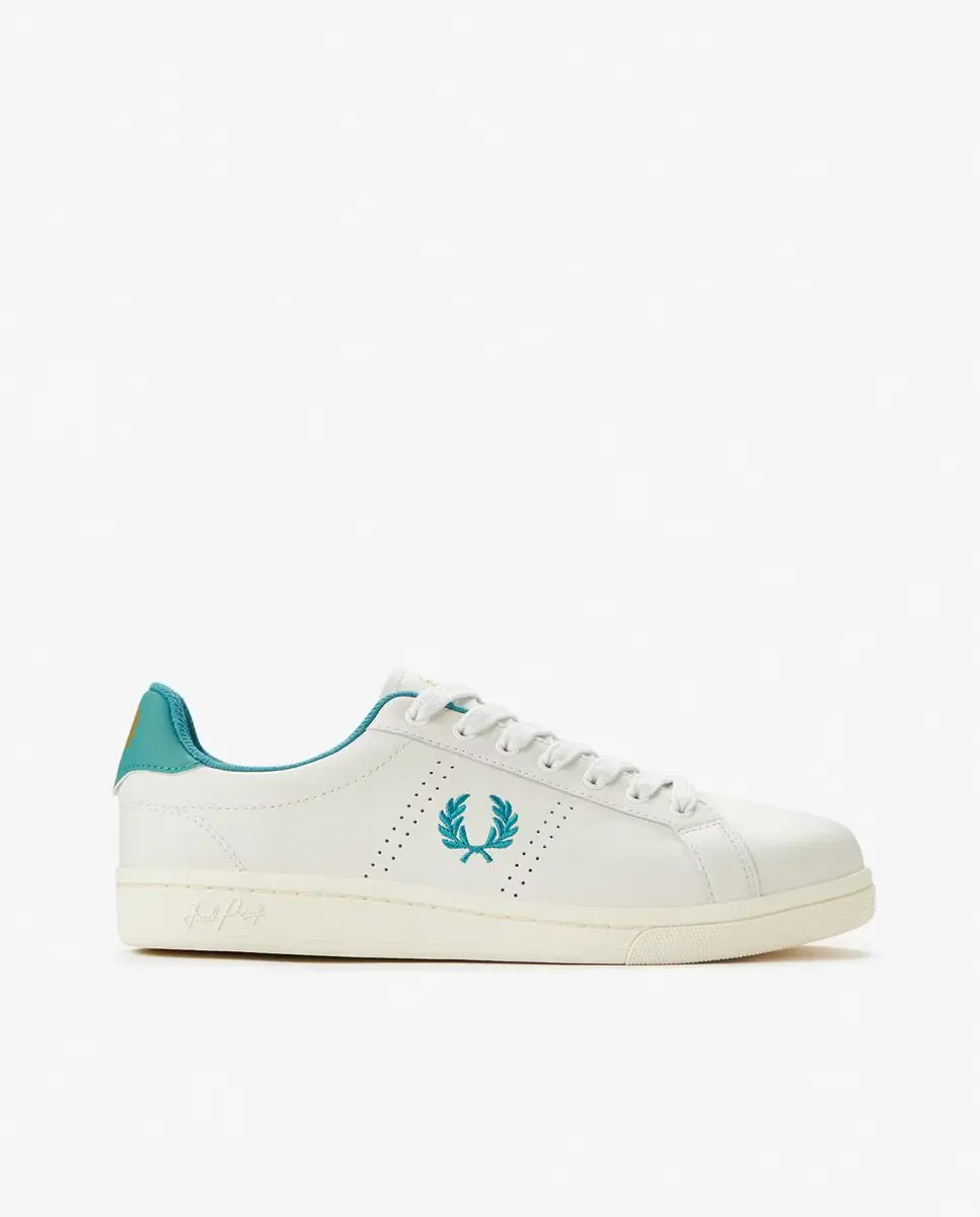 Мужские спортивные кроссовки B722 с логотипом и шнурками Fred Perry, белый / бирюзовый