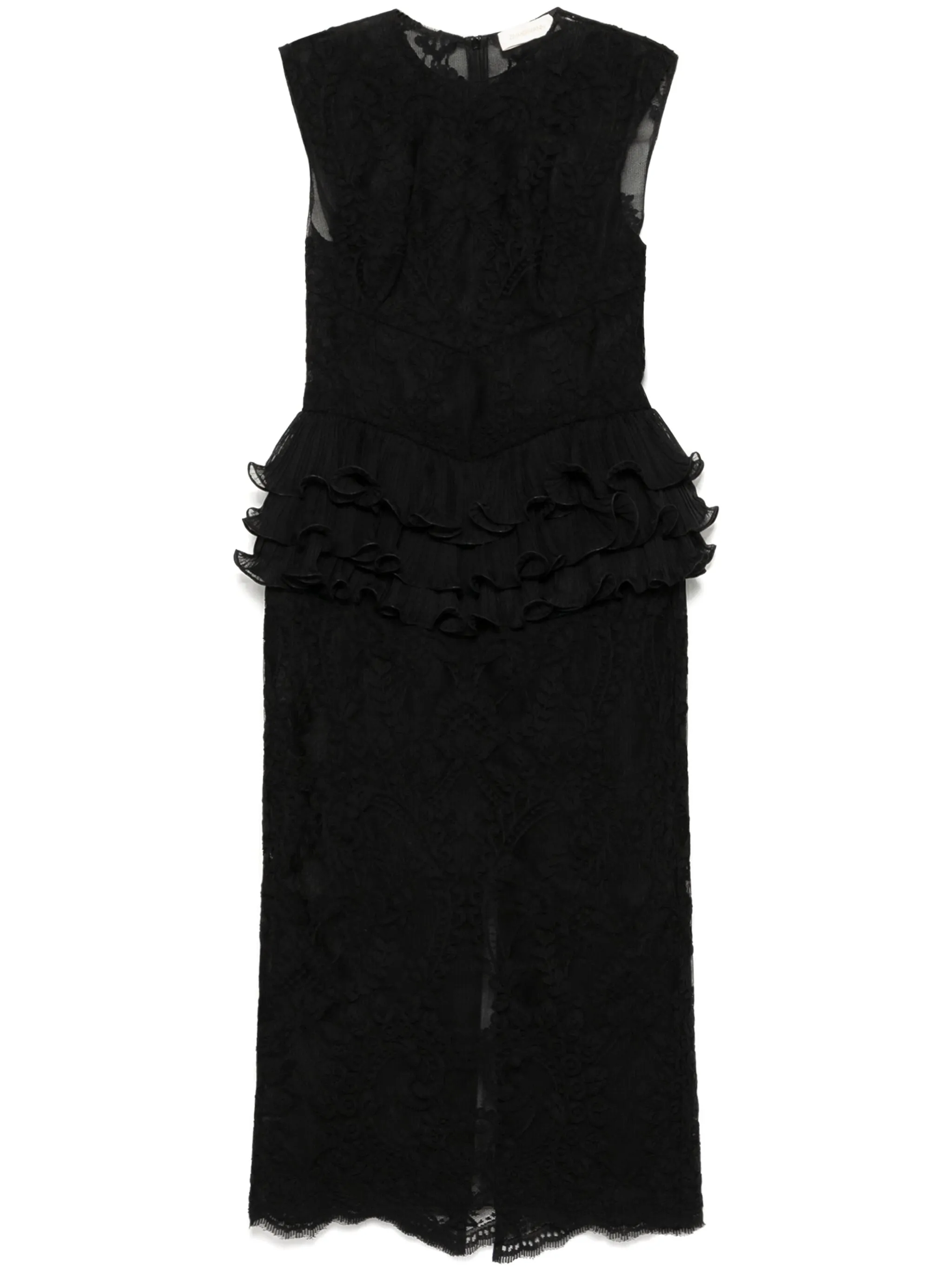 

Кружевное платье с оборками Zimmermann, черный
