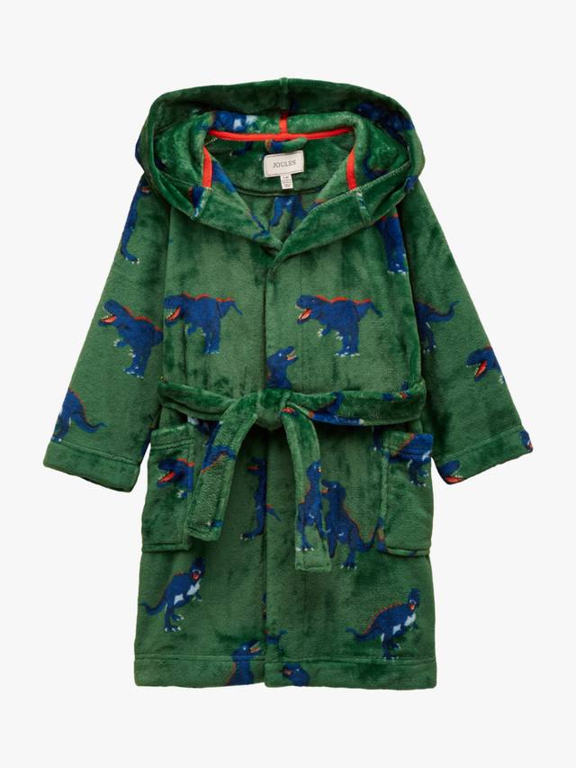 

Детский уютный халат с капюшоном динозавр Joules, Green