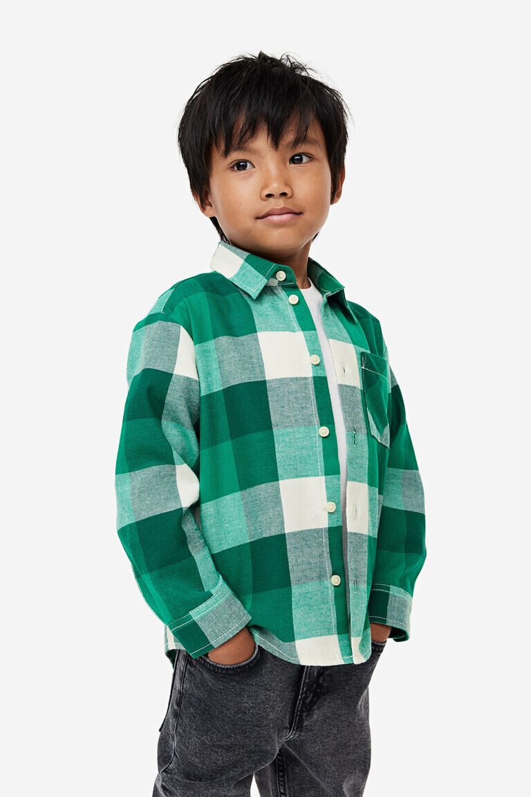 

Рубашка из хлопковой фланели H&M, зеленый